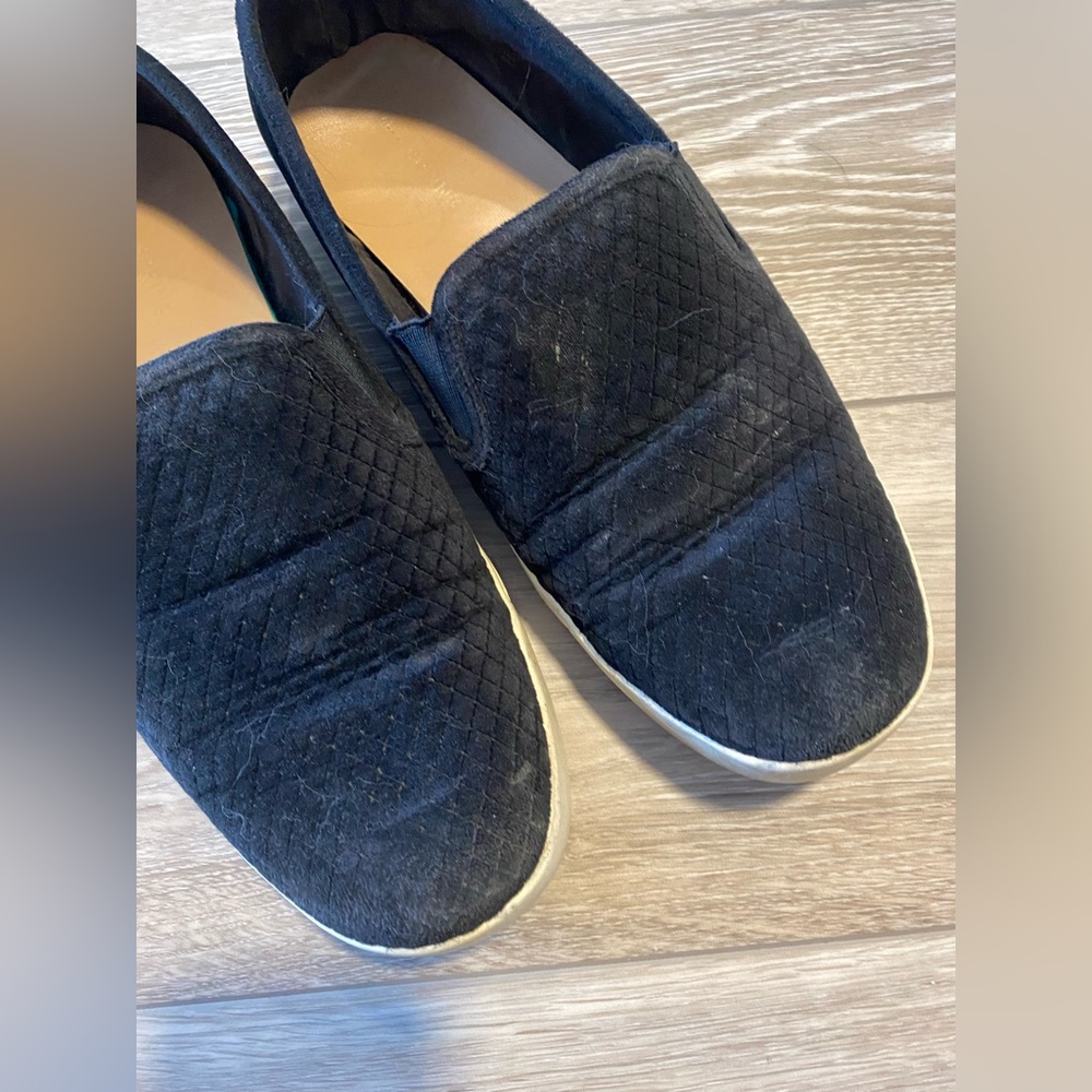 Black velvet slip on shoes